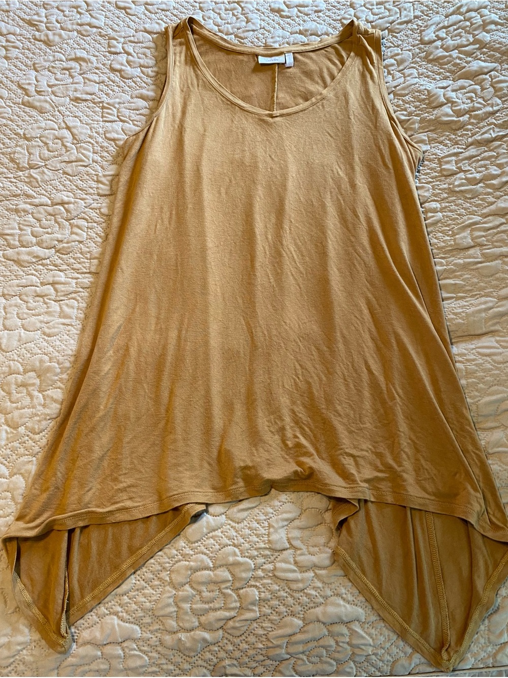 Sleeveless Handkerchief Hem Tunic Tank - Mustard